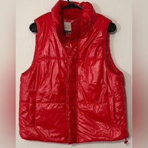 a new day Red Shiny Puffer Vest